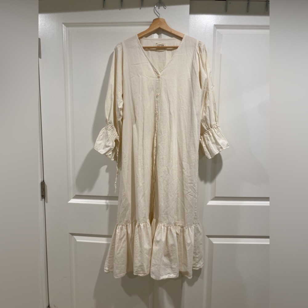 Rudy Jude Cream Midi Dress with Ruffle Hem